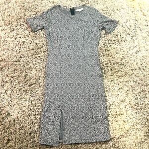 LOFT NWT Sz. 4P Monochrome Micro-Cheetah Short Sleeve Knit Midi Sweater Dress